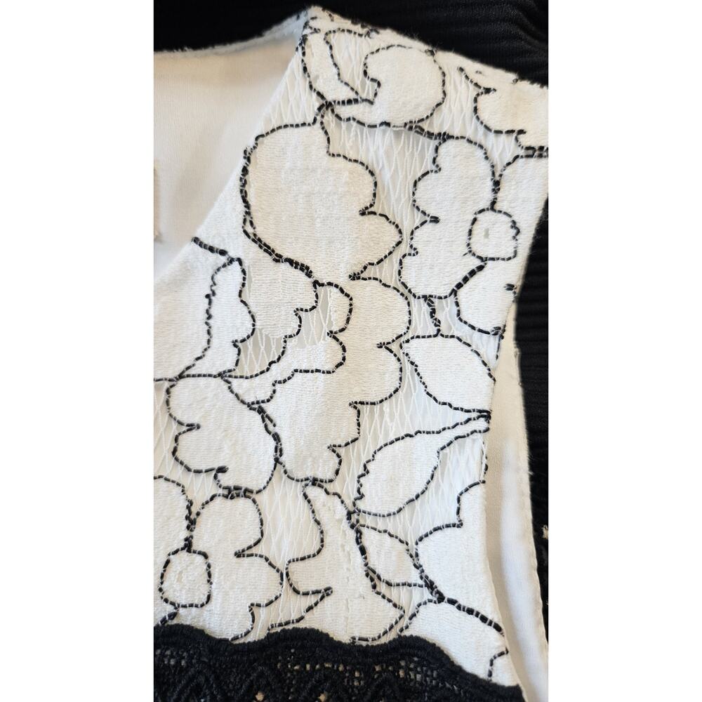 Katherine Kelly Dress Embroidered and Lace Sleeveless Sheath Black Ivory Size 4 - Picture 8 of 10